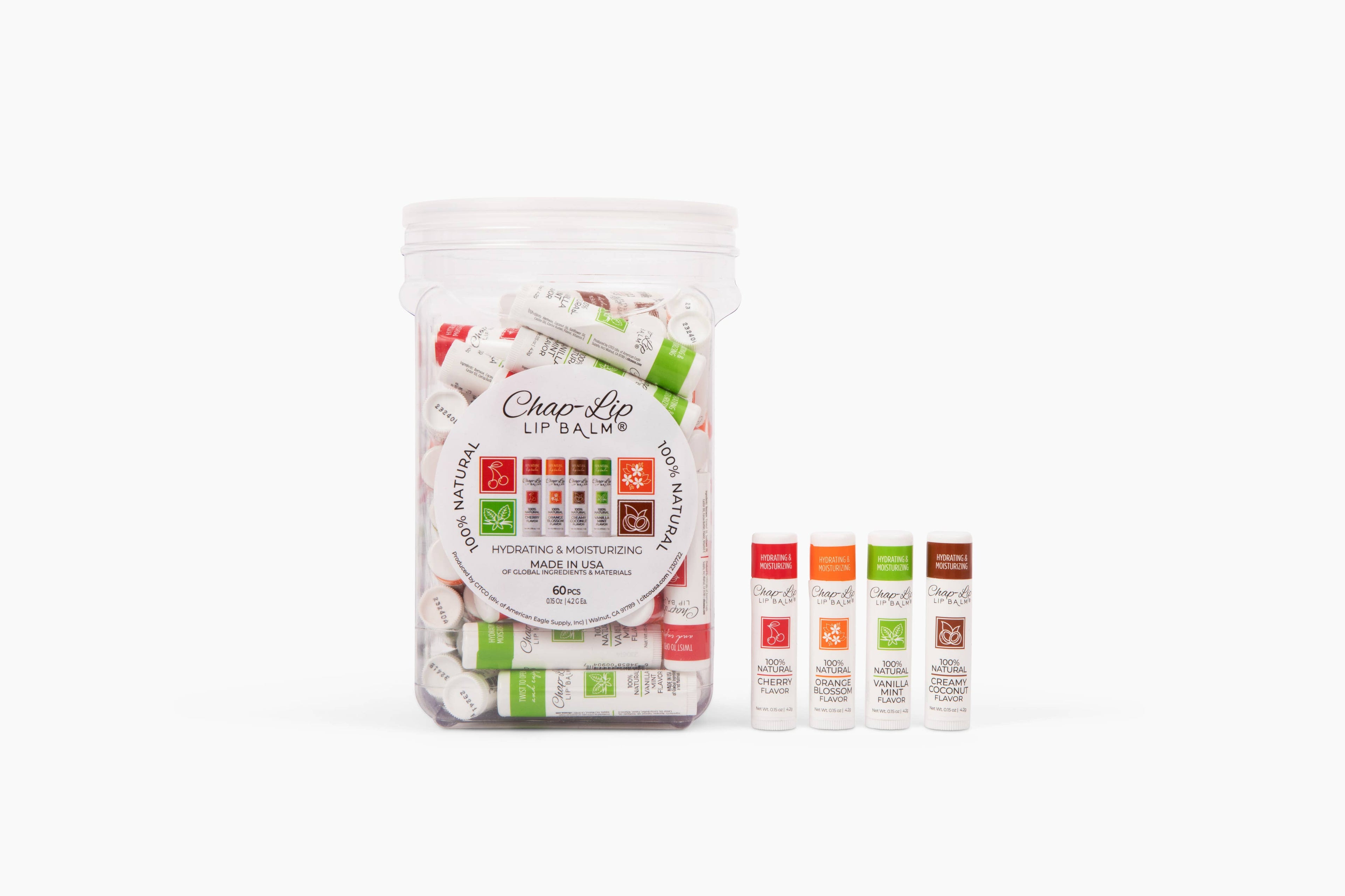 Chap-Lip Lip Balm 100% Natural (60 CT) Jar- Summer Perfect